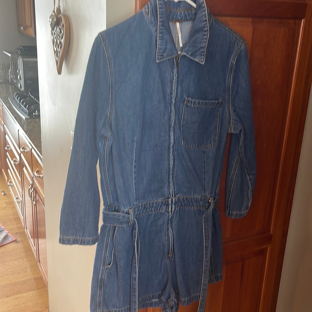 Gently used Free People denim shorts jumpsuit size 12